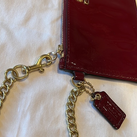 Coach 47941 Madison Dark Red Wine Patent Leather Chain Wristlet/Clutch - Picture 5 of 9